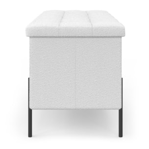 Banc coffre Loan en bouclette blanche et pieds noirs 76cm