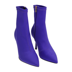 Ankle boots viola in lycra, tacco 8,5 cm
