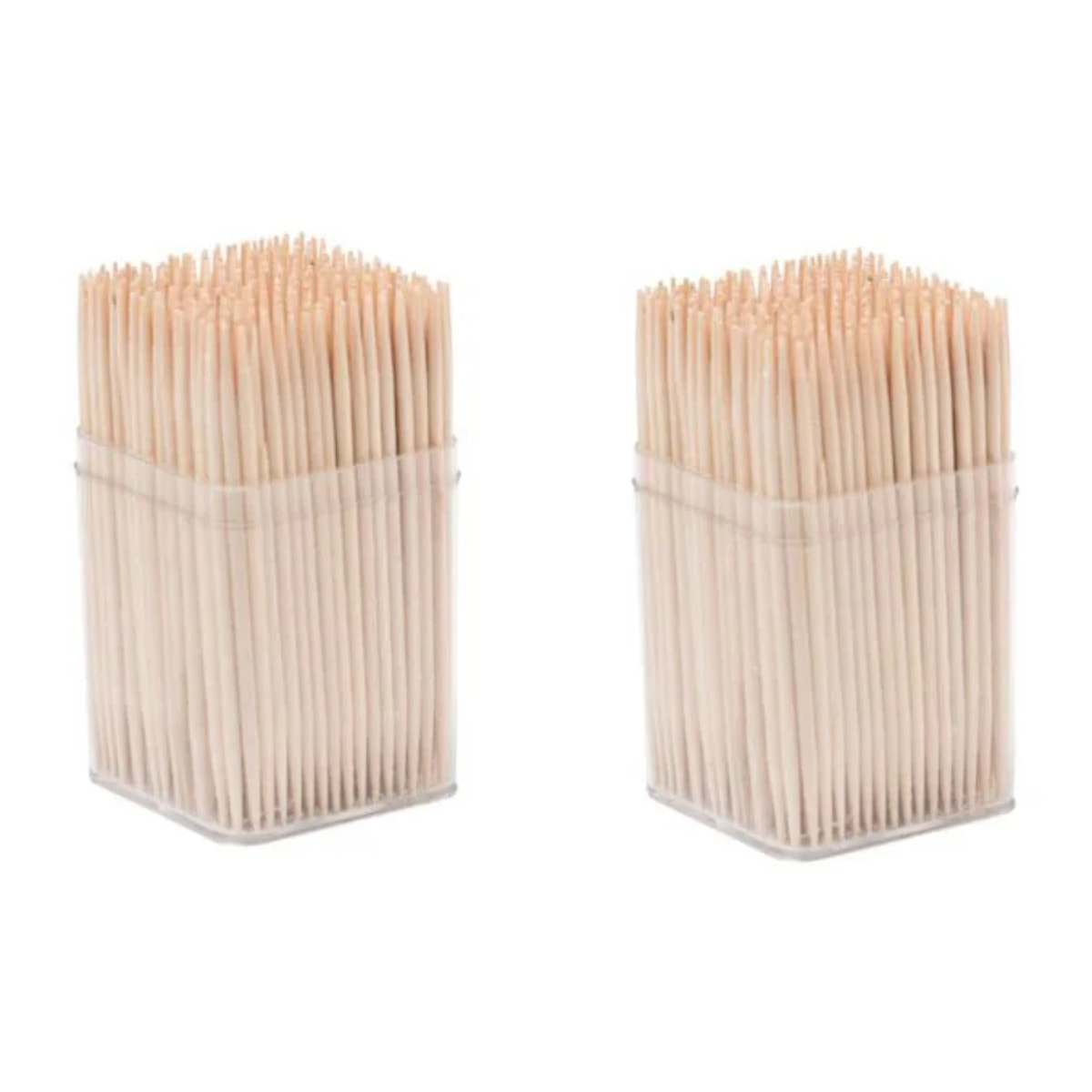 Lot de 2 tonnelets de 300 cure-dents en bois avec couvercle Fackelmann Wood Edition