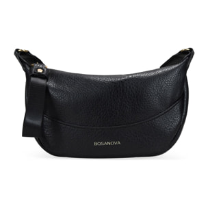Bolso bandolera negro con asa de algodón étnica