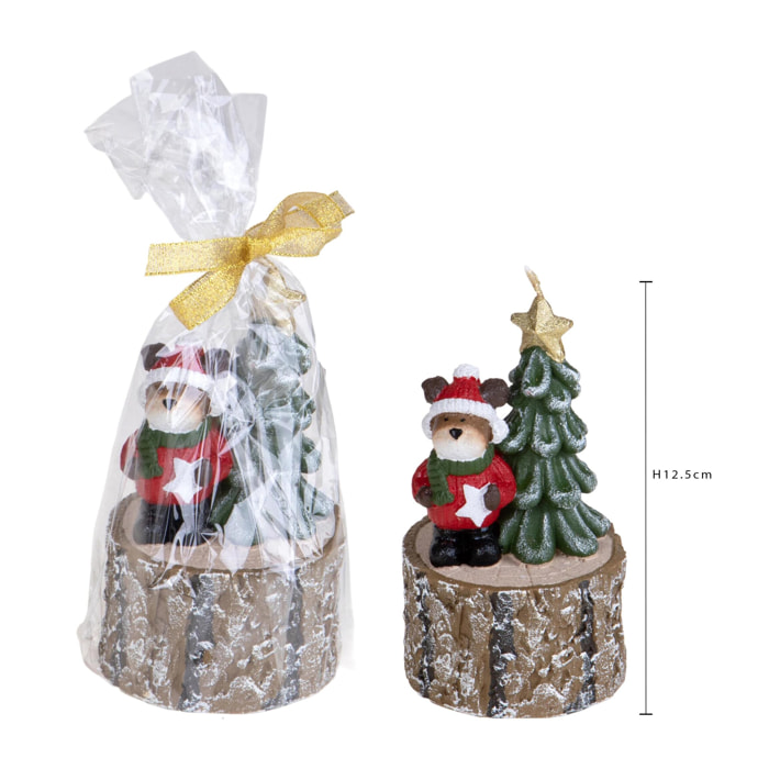 Candela con albero e renna - Pezzi 4 - VERDE - Bianchi Dino SpA