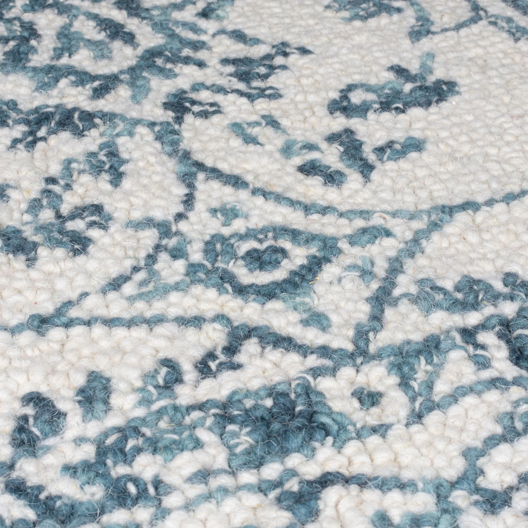Tapis en laine YASMIN Ivoire/Bleu