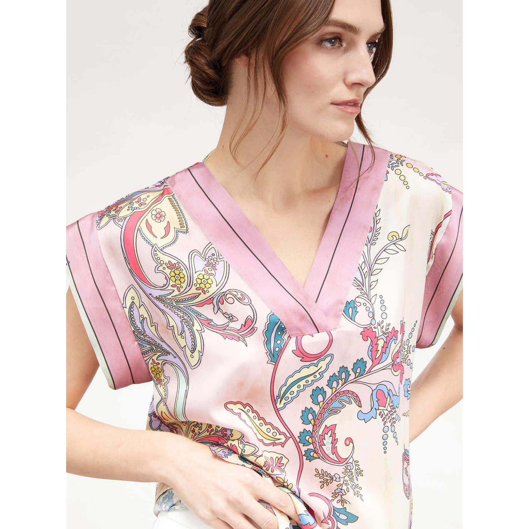 Motivi - Blusa de raso con estampado de cachemir - Rosa