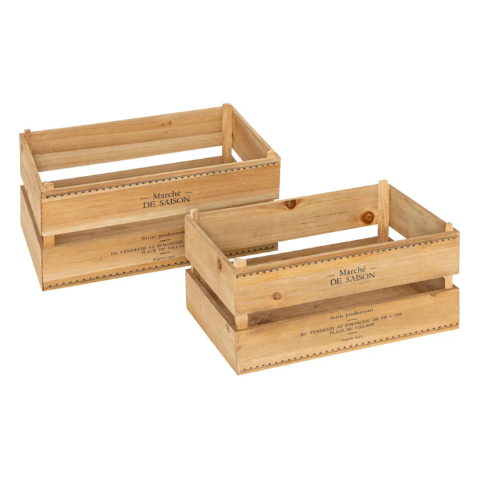 Lot de 2 cagettes Little cottage bois L30/35cm