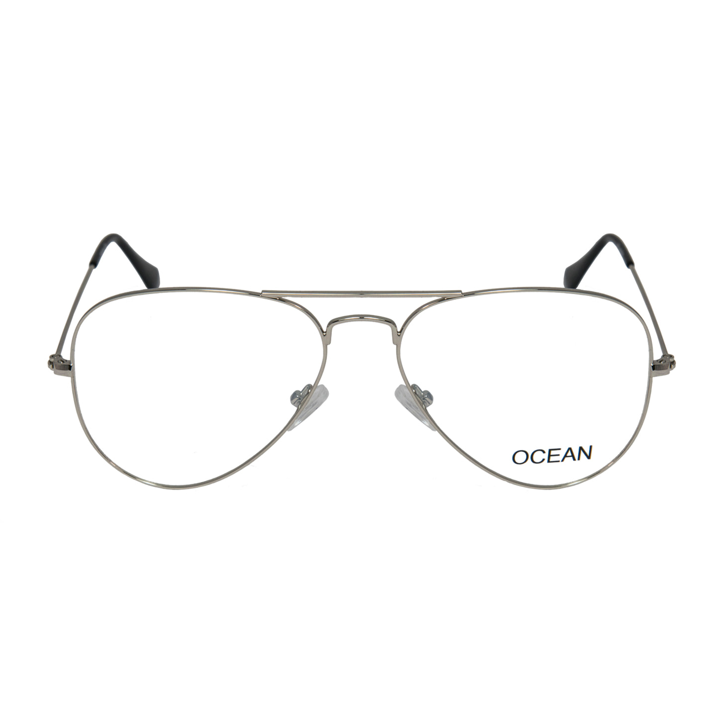 Gafas de sol OCEAN CAT EYE - Negro brillante y metal plateado brillante / Plana de pc ahumada con revo azul cielo real