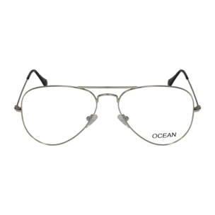 Gafas de sol OCEAN CAT EYE - Negro brillante y metal plateado brillante / Plana de pc ahumada con revo azul cielo real