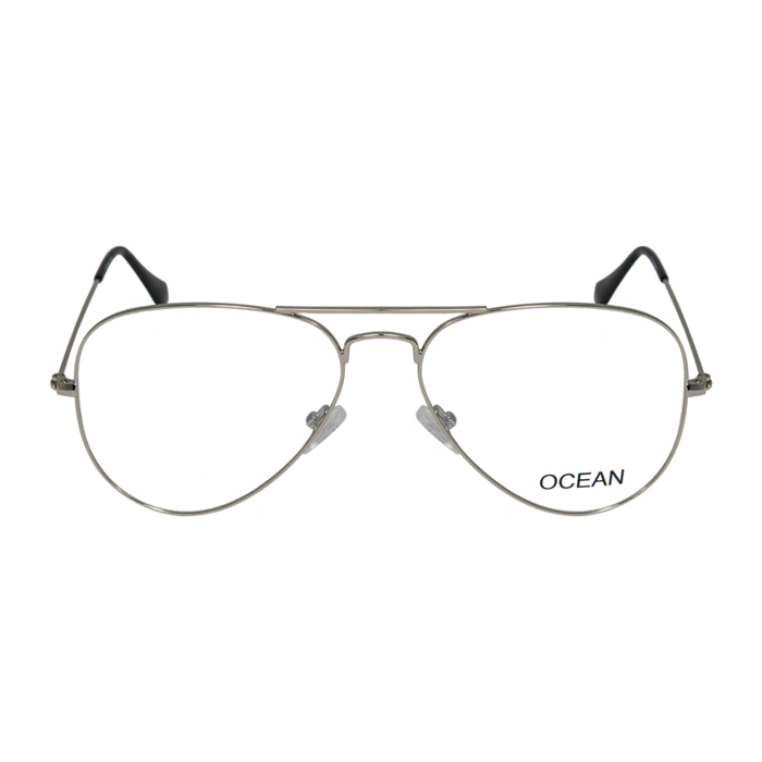 Gafas de sol OCEAN CAT EYE - Negro brillante y metal plateado brillante / Plana de pc ahumada con revo azul cielo real