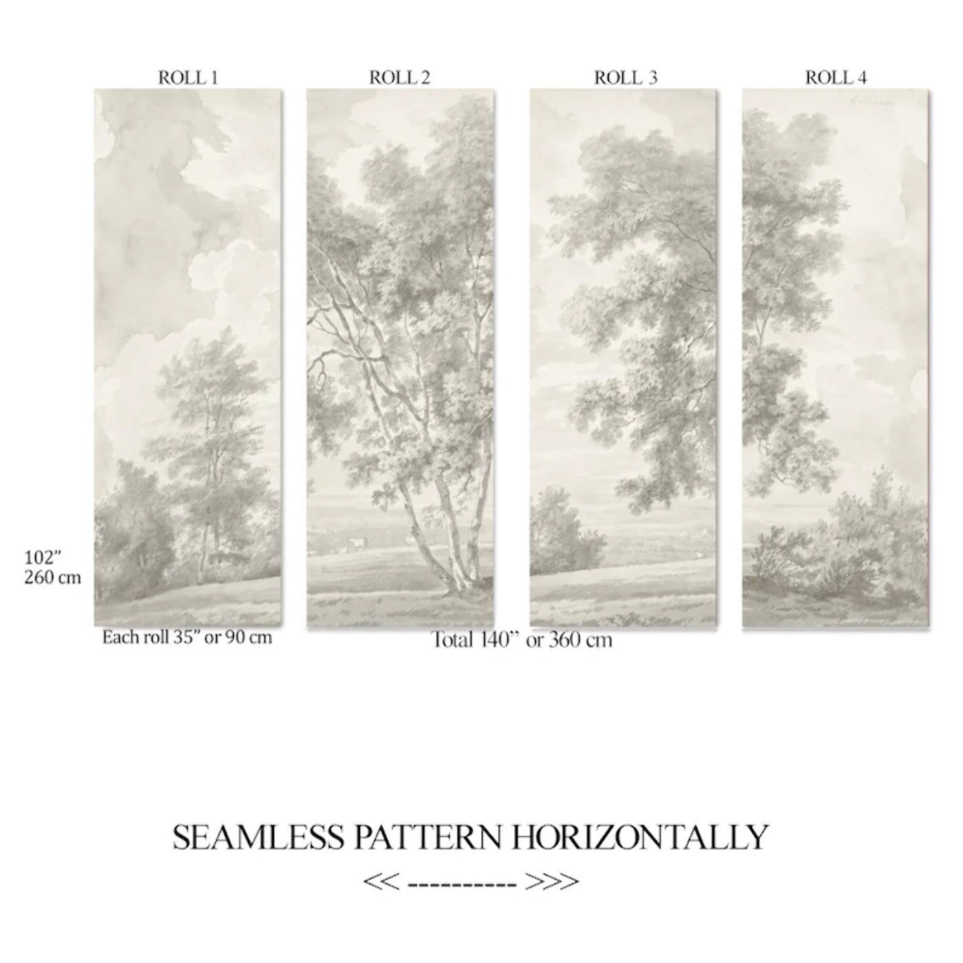 Carta da Parati Paesaggio Crema Seppia