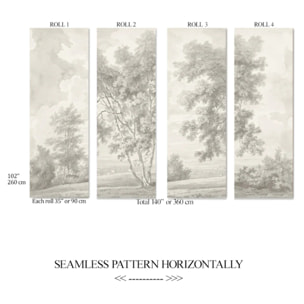 Carta da Parati Paesaggio Crema Seppia