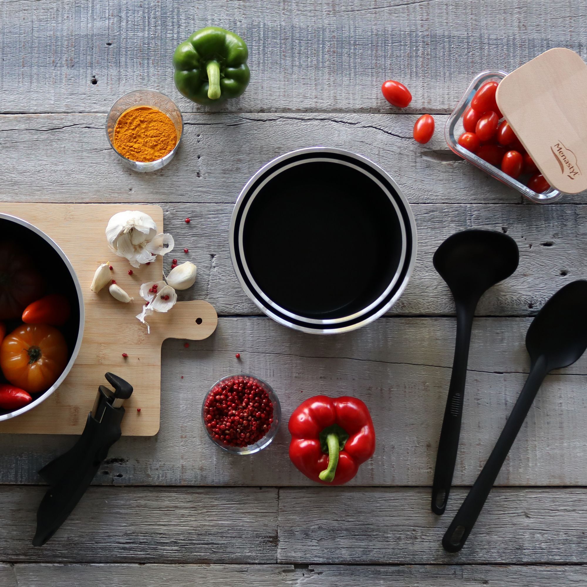 Batterie de cuisine 4 pièces en aluminium - tous feux MARIE