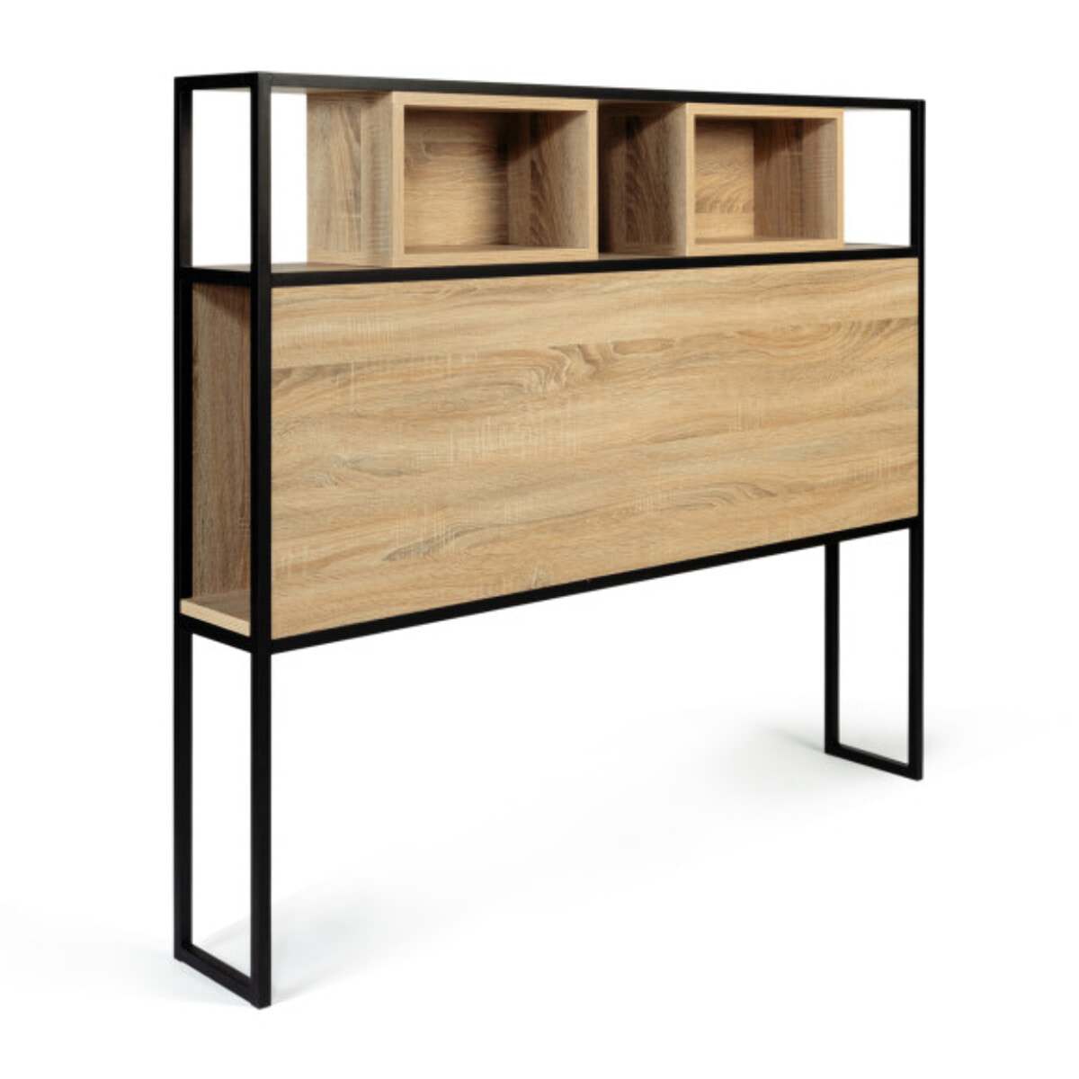 Tête de lit Memphis bois et noire avec rangements 145cm