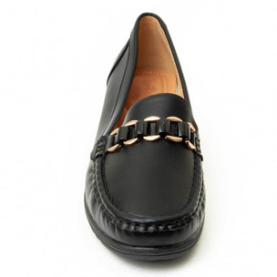 Mocasines De Cuña - Negro - Altura: 4 Cm