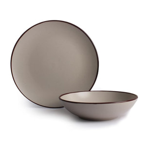 Set 12 Piatti in Ceramica, lavabile in lavastoviglie e adatto a microonde, Intrecci