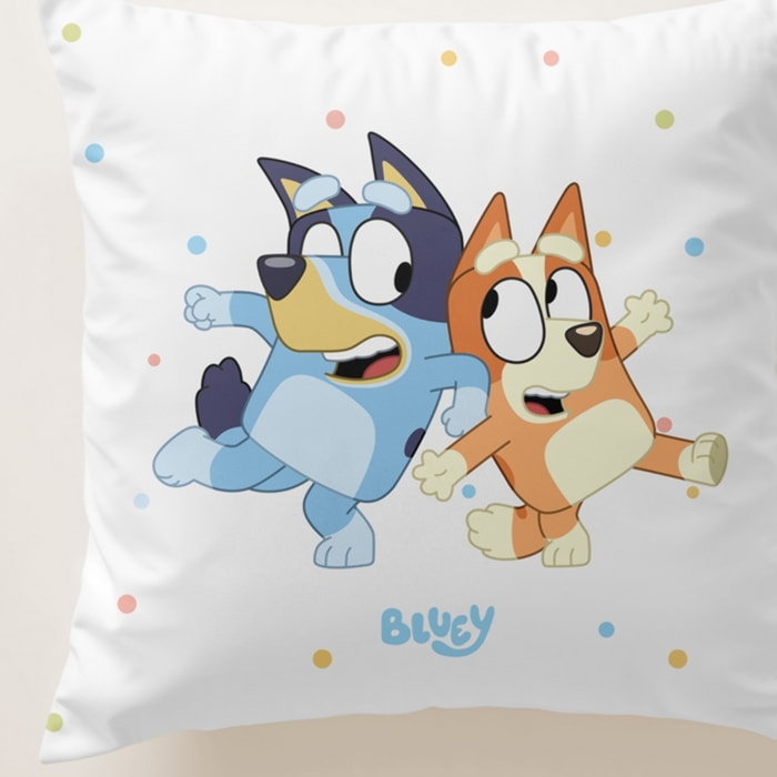 Funda cojin BLUEY con relleno 45x45 .