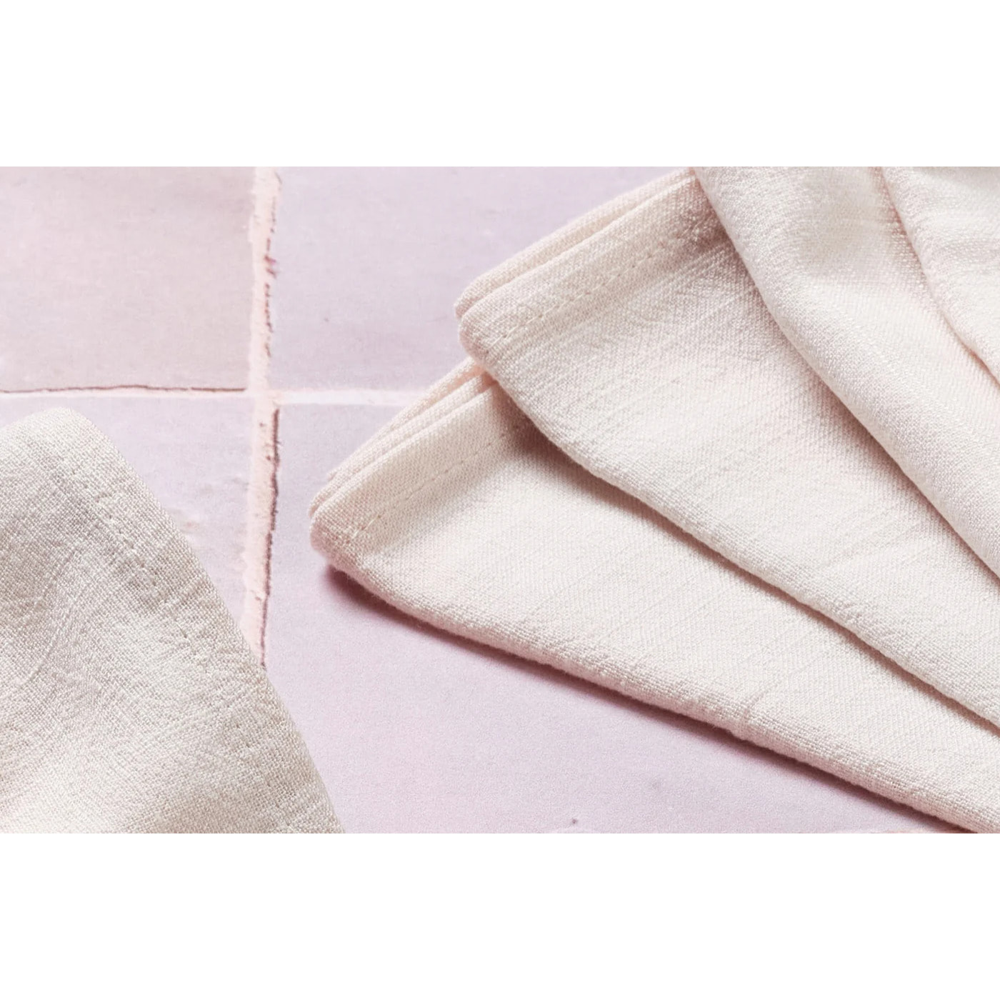 Serviette de table - 6 pièces - Lin et coton blanc crème