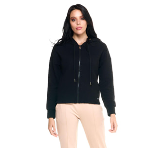 Felpe con cappuccio trapuntata corta Leone donna con zip intera Leisure