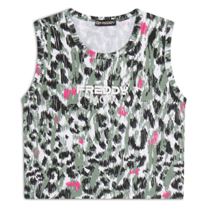 Canotta donna corta slim fit fantasia maculata