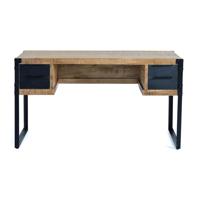 Escritorio estilo industrial - madera de mango y metal - 135x70x76cm