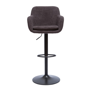 Tabourets de bar réglables tissu effet velours gris foncé et métal (lot de 2) AMIKA