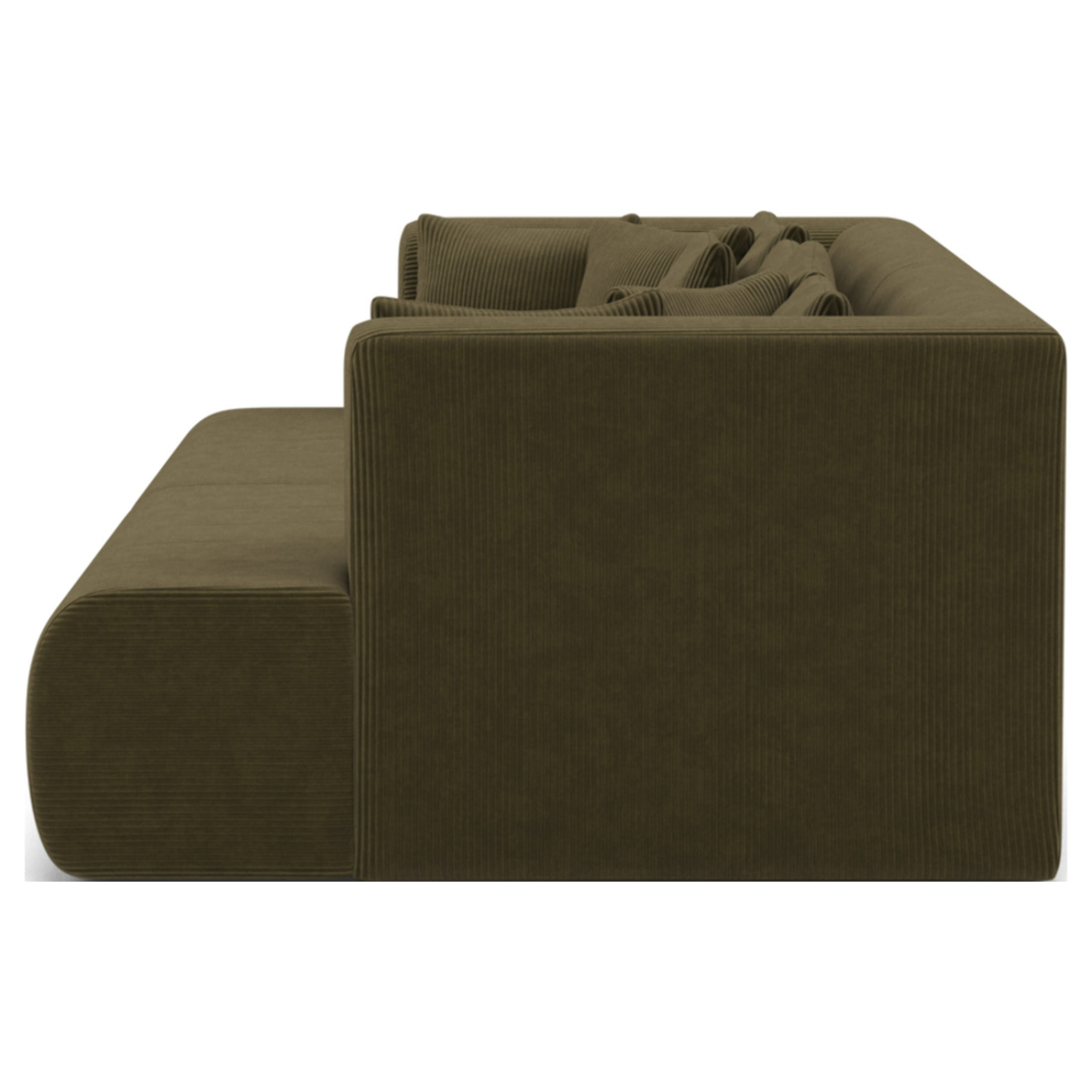 Onyx - canapé droit 4 places avec double méridienne - assise profonde - en velours côtelé - Vert