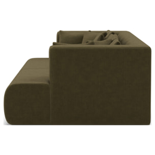 Onyx - canapé droit 4 places avec double méridienne - assise profonde - en velours côtelé - Vert