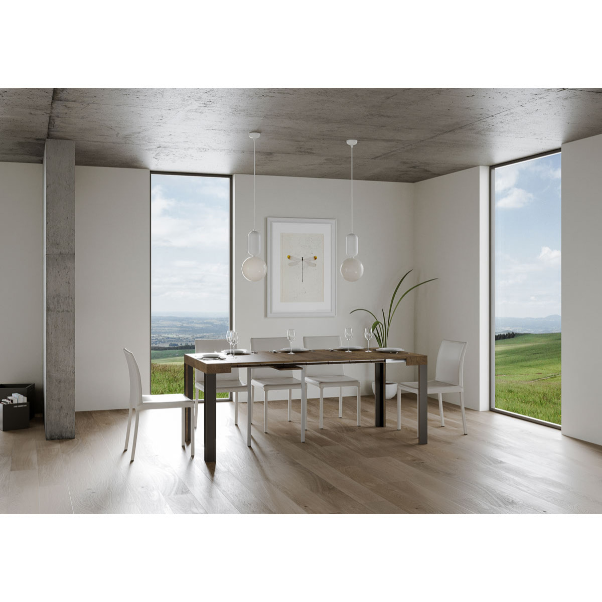 Consolle allungabile 90x40/300 cm Linea Noce telaio Antracite.