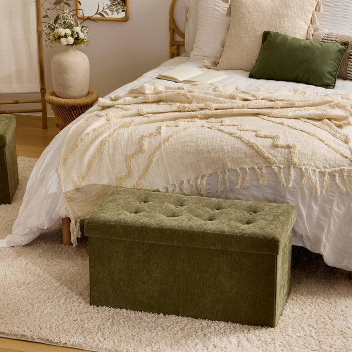 Pouf pliant double Lysandre 76x38cm vert cedre
