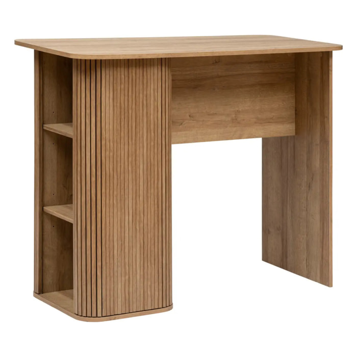 Table à manger bar "Colva" en placage effet bois L120cm