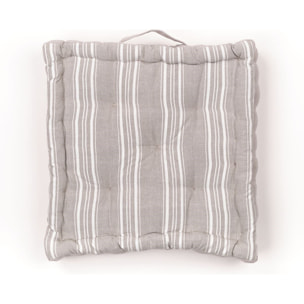 Coussin de sol imprimé rayures coton CHARME beige