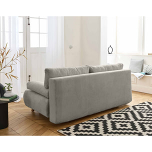 Cristal - canapé 3 places - convertible avec coffre et pouf - en velours côtelé - Gris clair