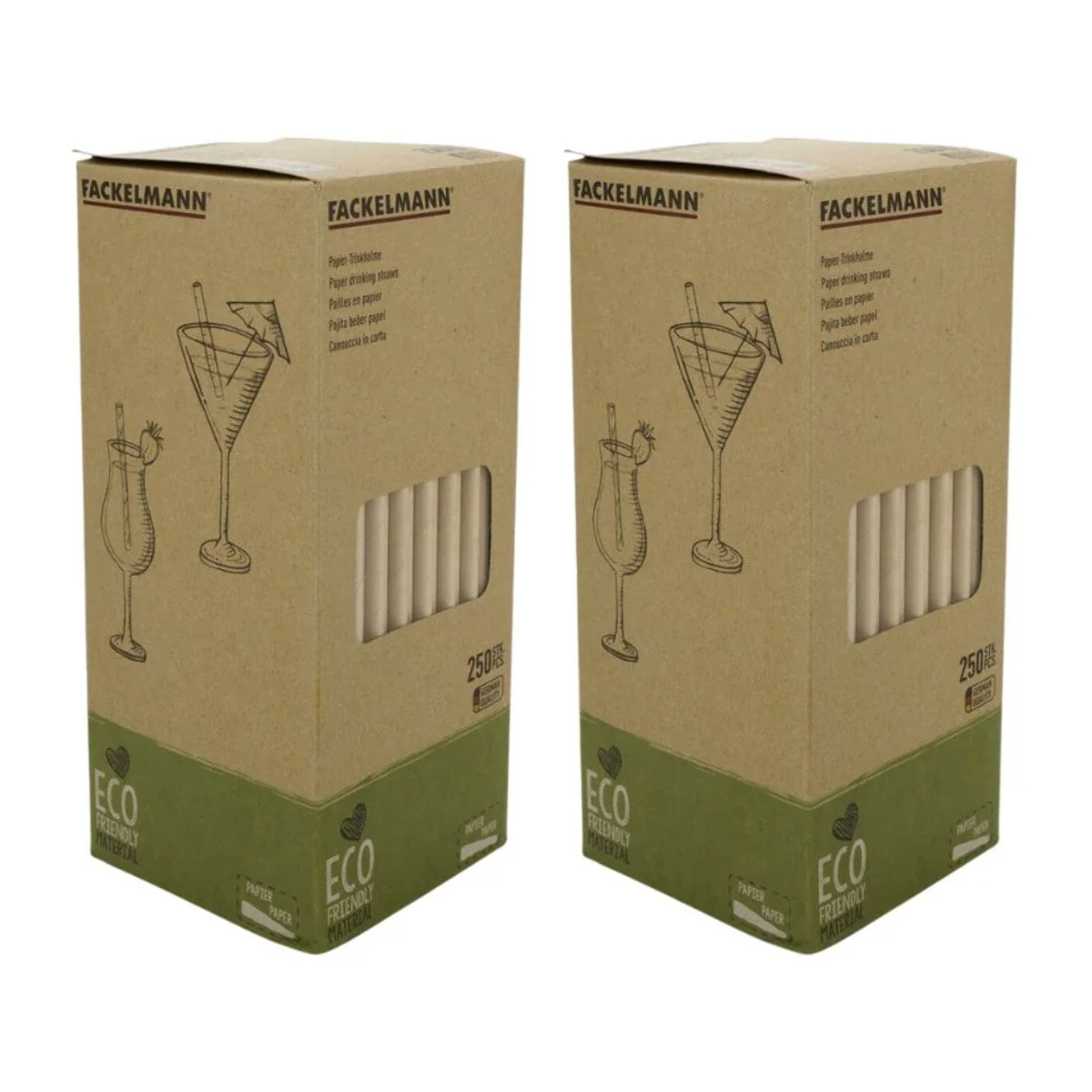 Lot de 500 pailles en papier brun 21 cm Fackelmann Nature