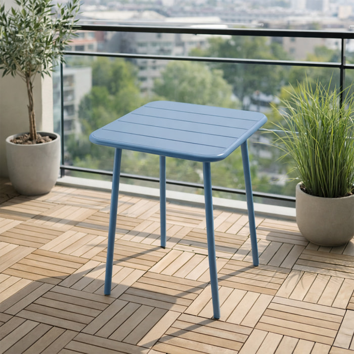 EVORA Table carrée 2 places 50x50cm bleu