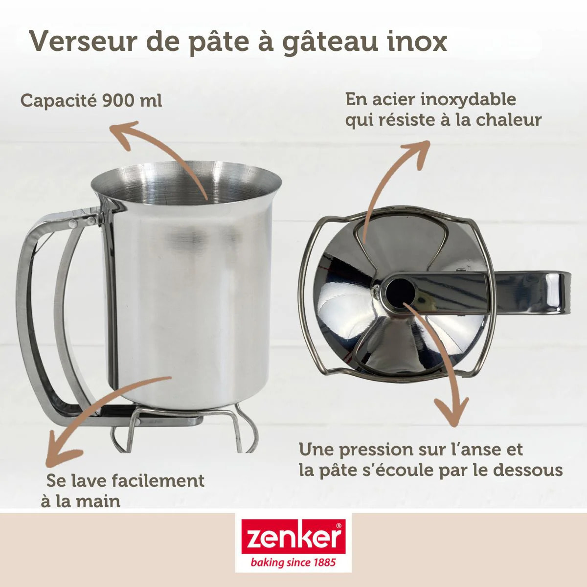 Verseur de pâte à gâteau en inox Zenker