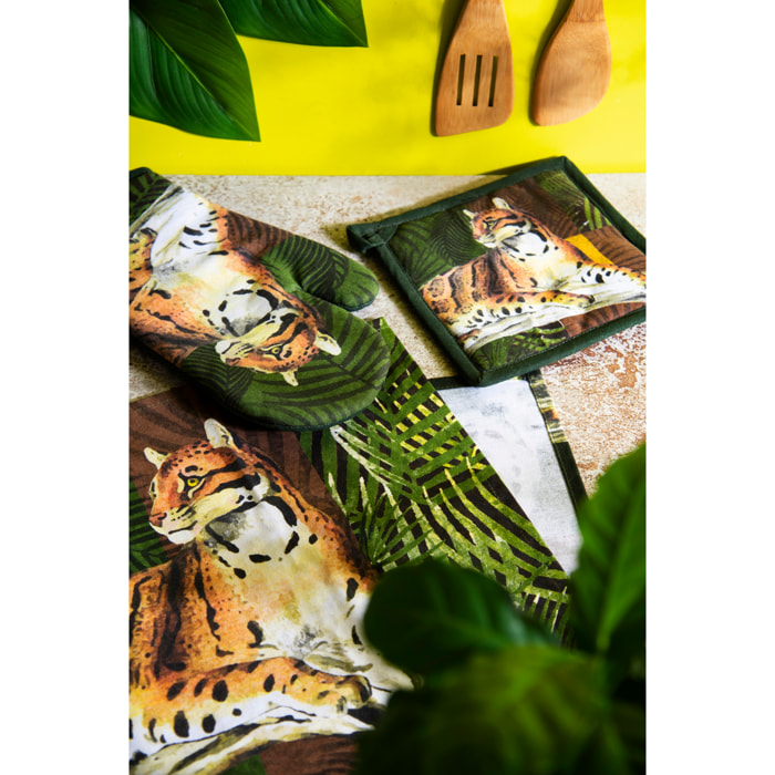Set Canovaccio Presina e Guanto da Cucina Excelsa – Leopard, Cotone Multicolore