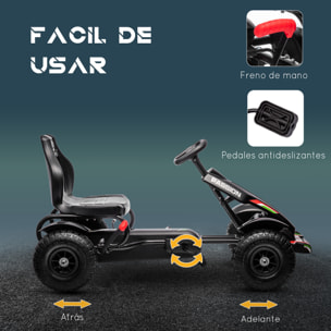 Go Kart a Pedales para Niños Coche de Pedales Infantil con Asiento Ajustable Neumáticos de Goma Freno de Mano para Niños y Niñas de 5-12 Años Carga 50 kg 121x58x61 cm Negro