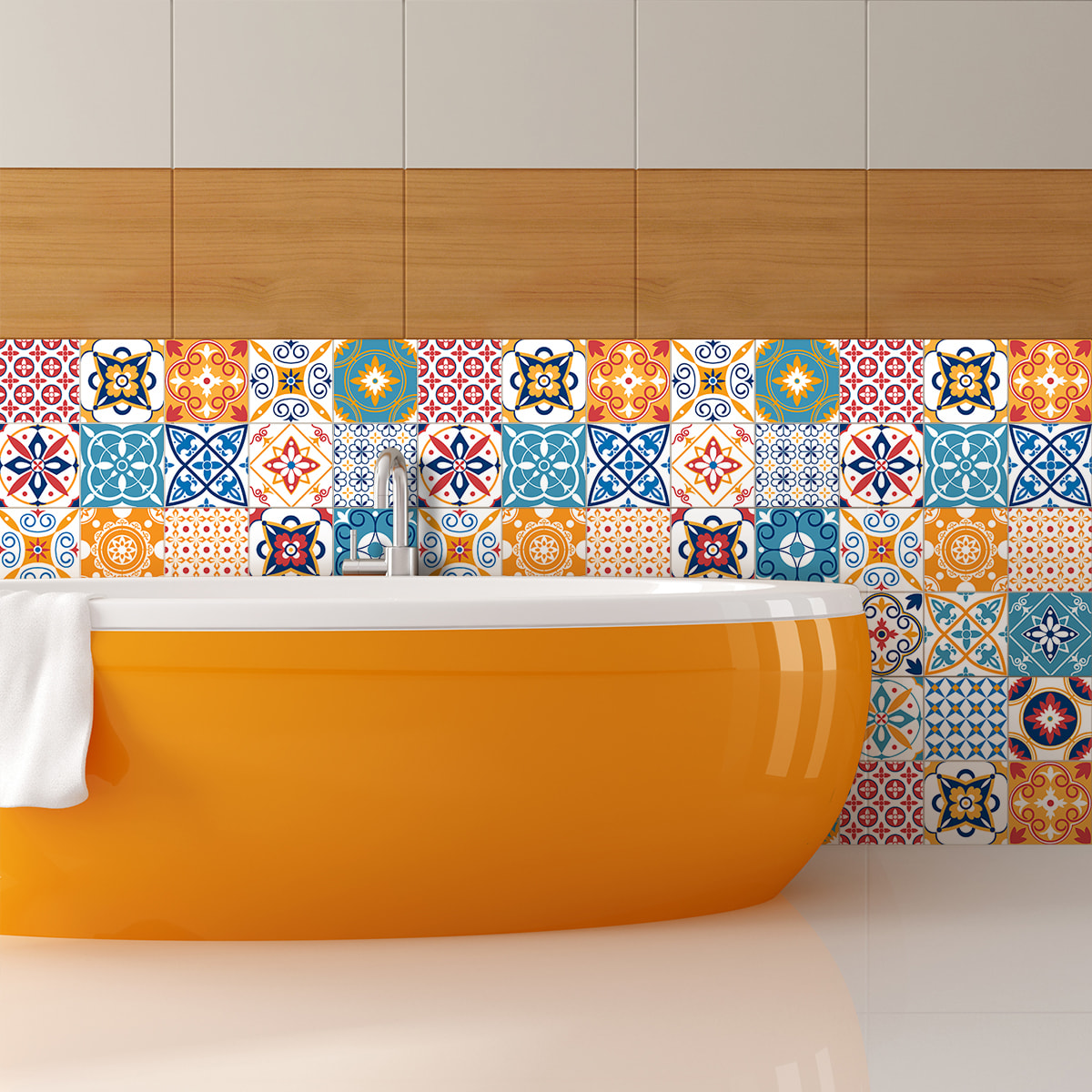 Stickers muraux - Sticker Mural Carrelage adhésif Cuisine Salle de Bain - 24 STICKERS CARRELAGES AZULEJOS JUVENALO