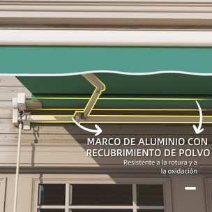 Toldo Manual Retráctil 295x245 cm Toldo para Balcón con Manivela de Metal Impermeable y Anti-UV Toldo Enrollable de Exterior para Jardín Terraza Ventanas Verde