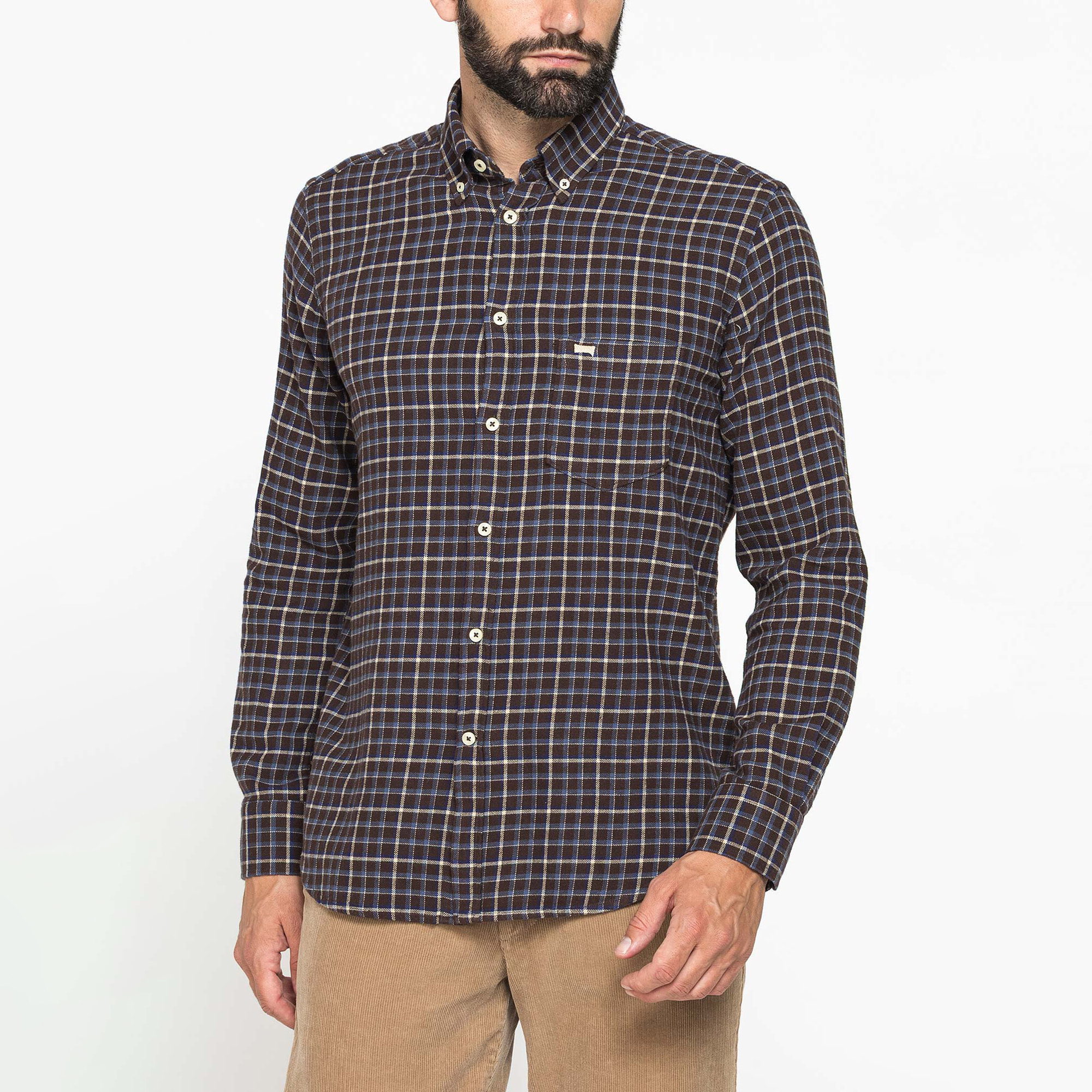 CAMICIA FANTASIA TINTO FILO IN FLANELLA LEGGERA