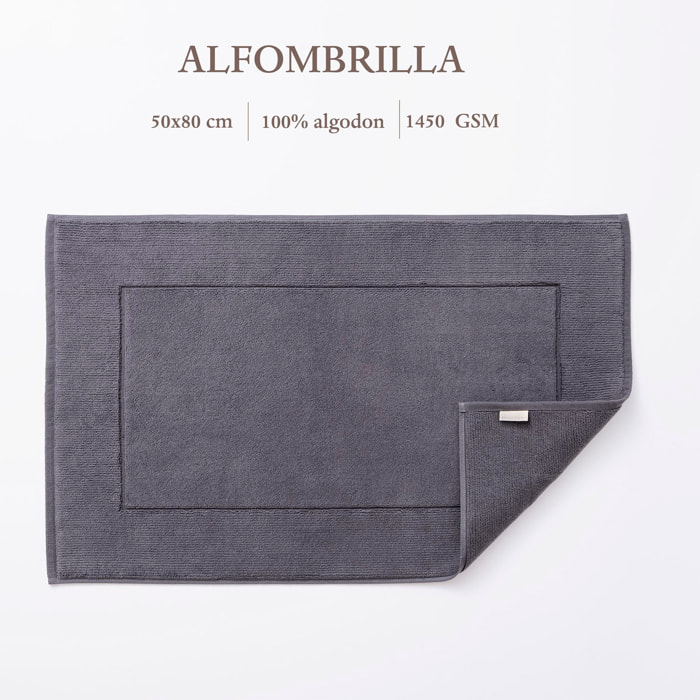 Alfombrilla de baño 50x80cm 100% algodón 1450gsm gris scalpers home