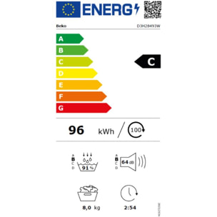 Sèche linge pompe à chaleur BEKO D3H28493W