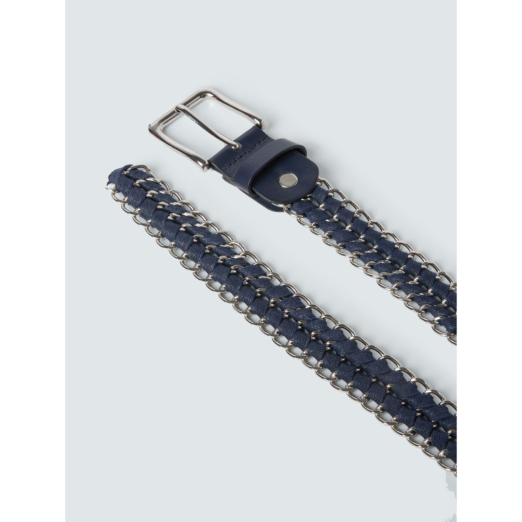 Fiorella Rubino - Cintura con fibbia tessuto intrecciato e catena - Blu