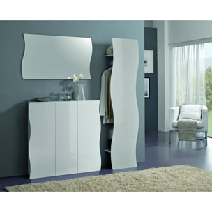 Mobile da ingresso Alilia, Entratina moderna multifunzione, Armadietto multiuso per atrio, 100% Made in Italy, cm 40x27h186, Bianco lucido