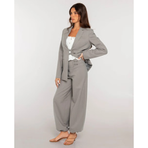 Pantalón recto de raya diplomática de traje de mujer