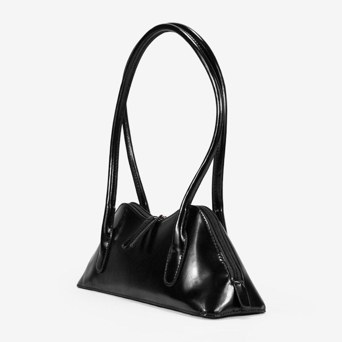 Bolso de hombro negro con cremallera