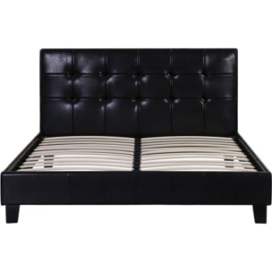Lit double en pvc "Julia" - 140 x 190 cm - Noir