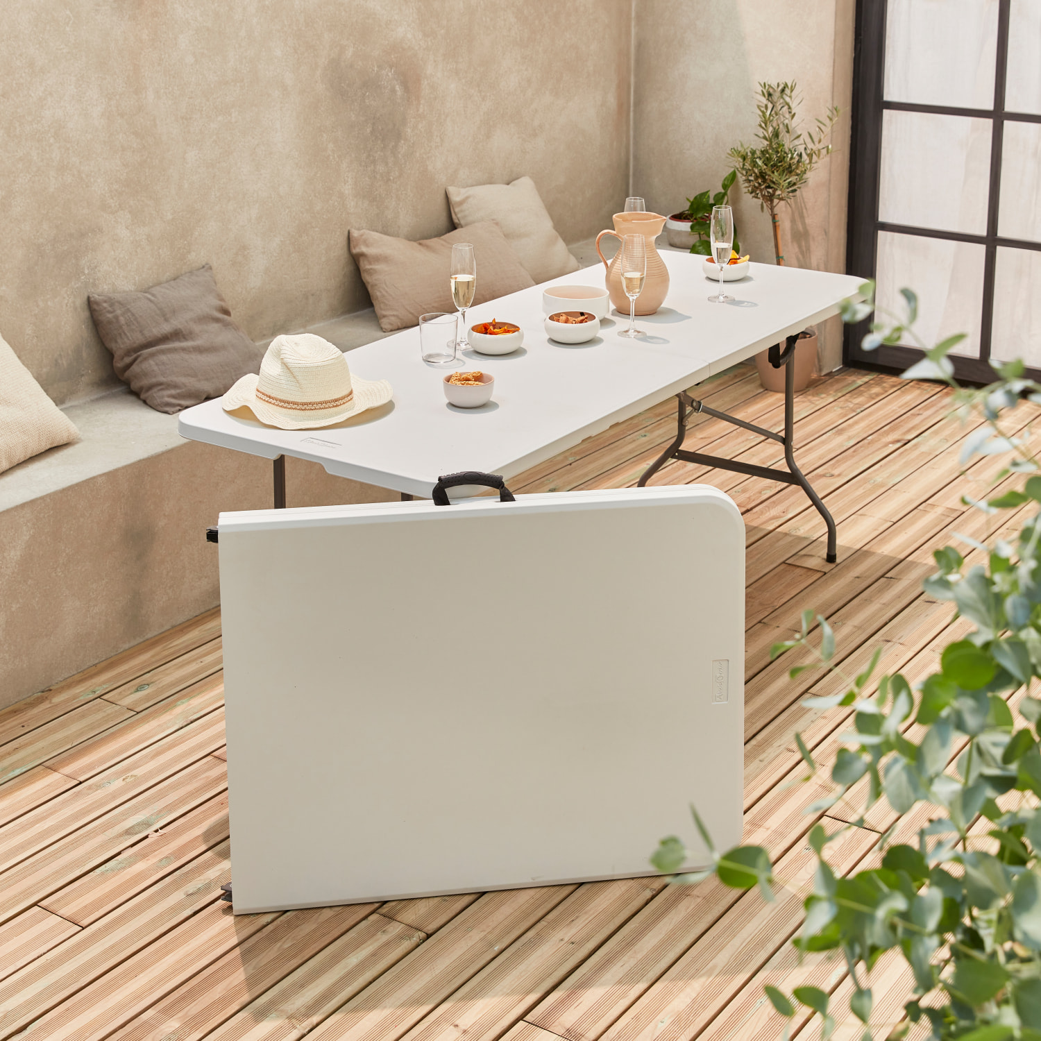 Table de réception pliante plastique (lot de 2) 2 TABLES FIESTA