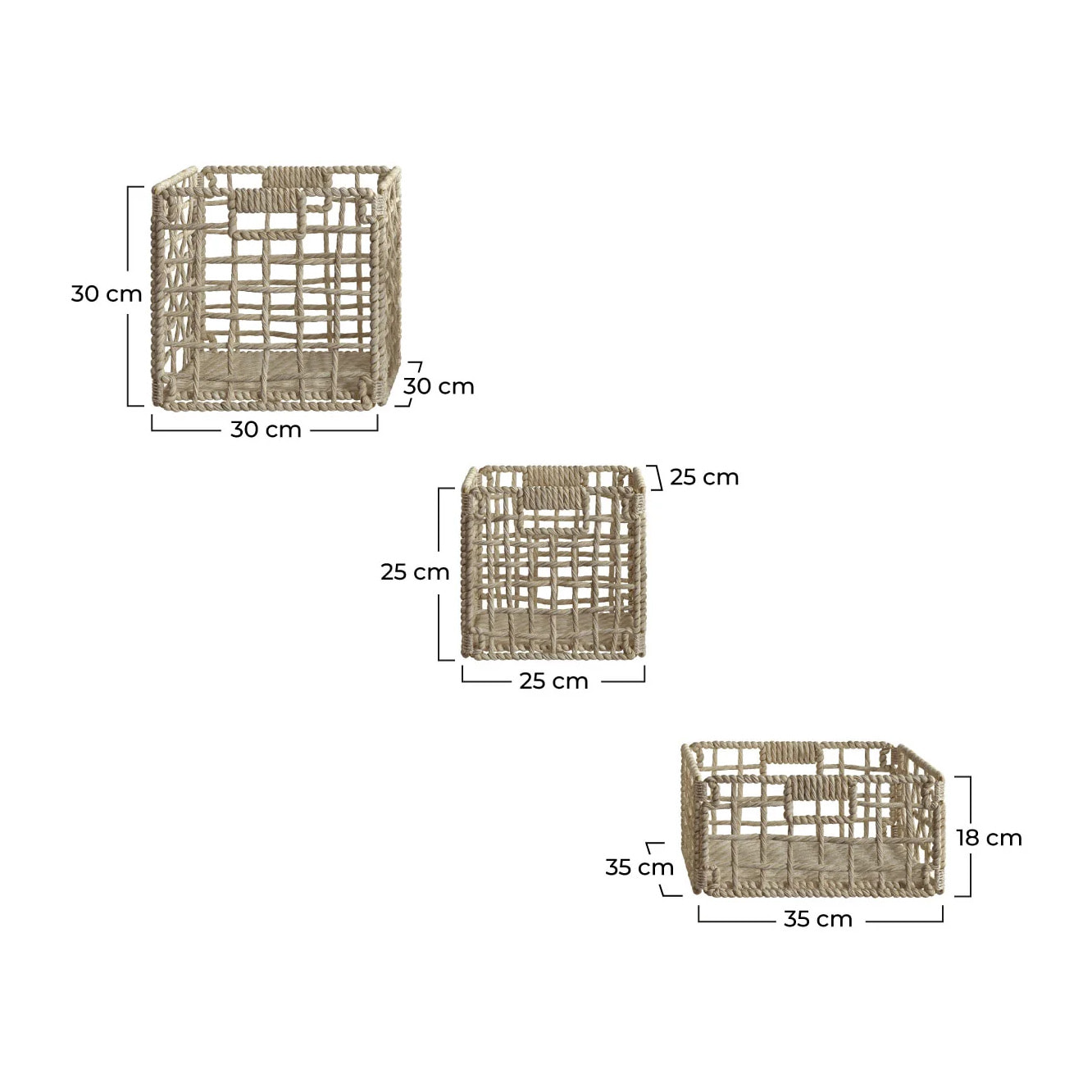 Set de 3 paniers en fibres naturelles - Janice