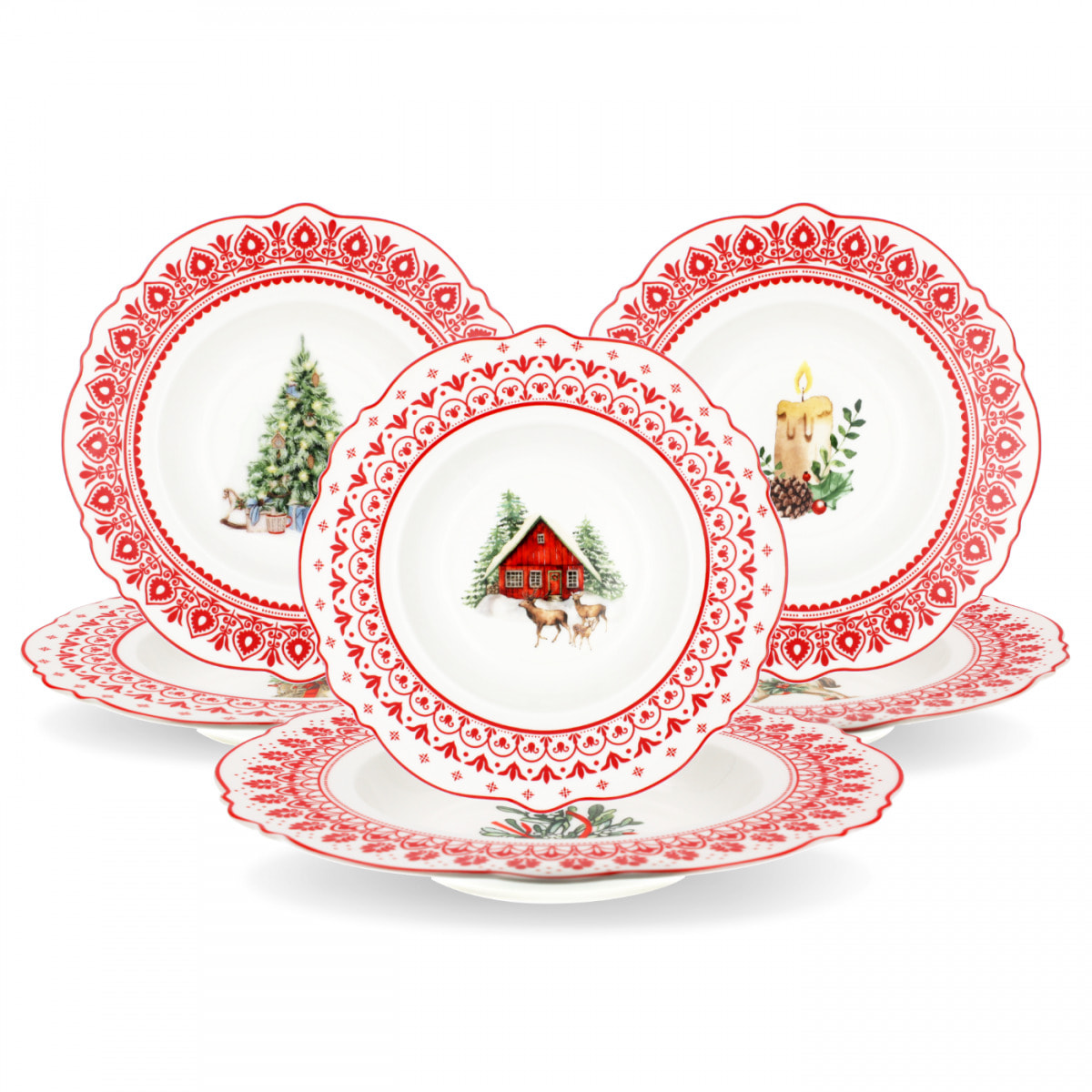 Lot de 6 assiettes creuses, SOUVENIRS D'ANTAN