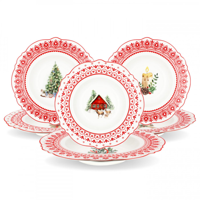 Lot de 6 assiettes creuses, SOUVENIRS D'ANTAN