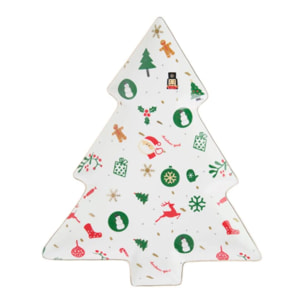 Piatto a forma di albero Fantasia del Natale in new bone china